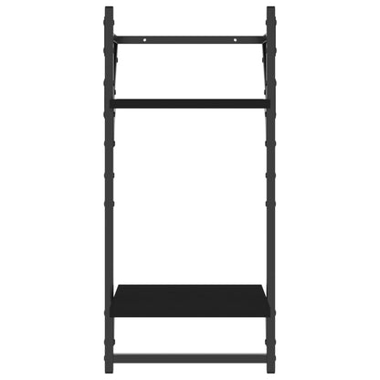 vidaXL 2-Tier Wall Shelves with Bars 2 pcs Black 30x25x65 cm