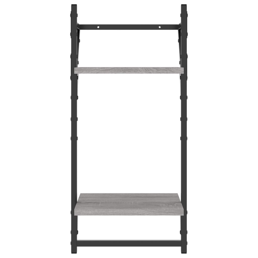 vidaXL 2-Tier Wall Shelves with Bars 2 pcs Grey Sonoma 30x25x65 cm
