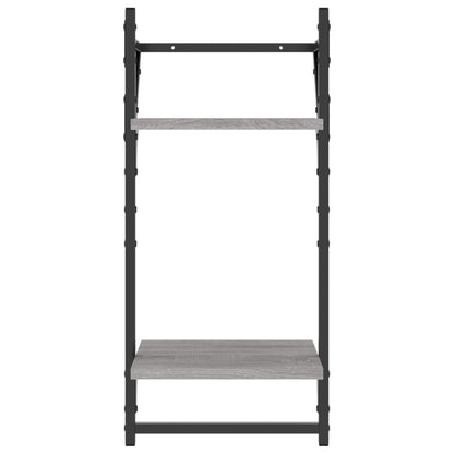 vidaXL 2-Tier Wall Shelves with Bars 2 pcs Grey Sonoma 30x25x65 cm