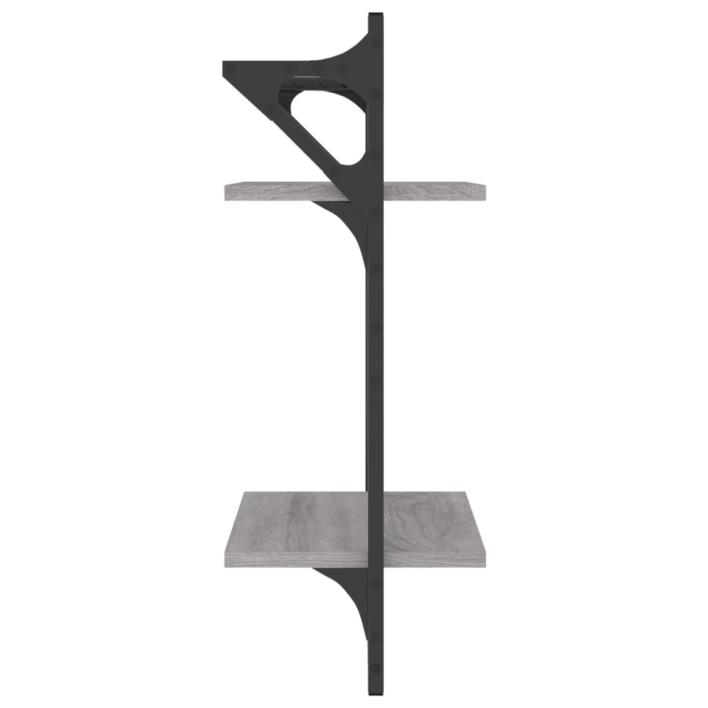 vidaXL 2-Tier Wall Shelves with Bars 2 pcs Grey Sonoma 30x25x65 cm