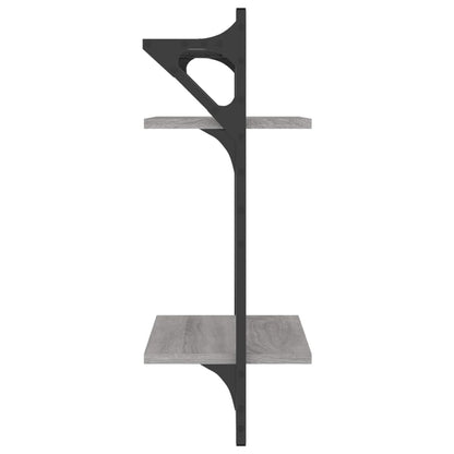 vidaXL 2-Tier Wall Shelves with Bars 2 pcs Grey Sonoma 30x25x65 cm