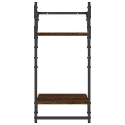 vidaXL 2-Tier Wall Shelves with Bars 2 pcs Brown Oak 30x25x65 cm