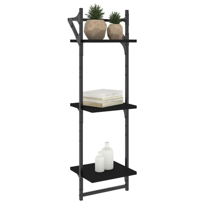vidaXL 3-Tier Wall Shelves with Bars 2 pcs Black 30x25x100 cm