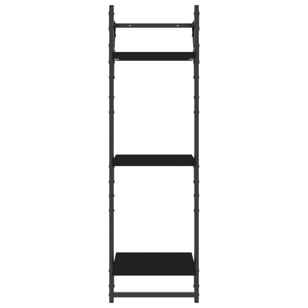 vidaXL 3-Tier Wall Shelves with Bars 2 pcs Black 30x25x100 cm