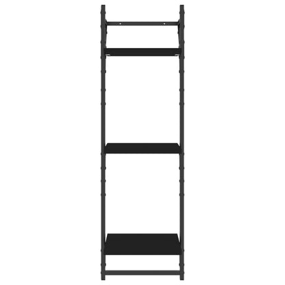 vidaXL 3-Tier Wall Shelves with Bars 2 pcs Black 30x25x100 cm
