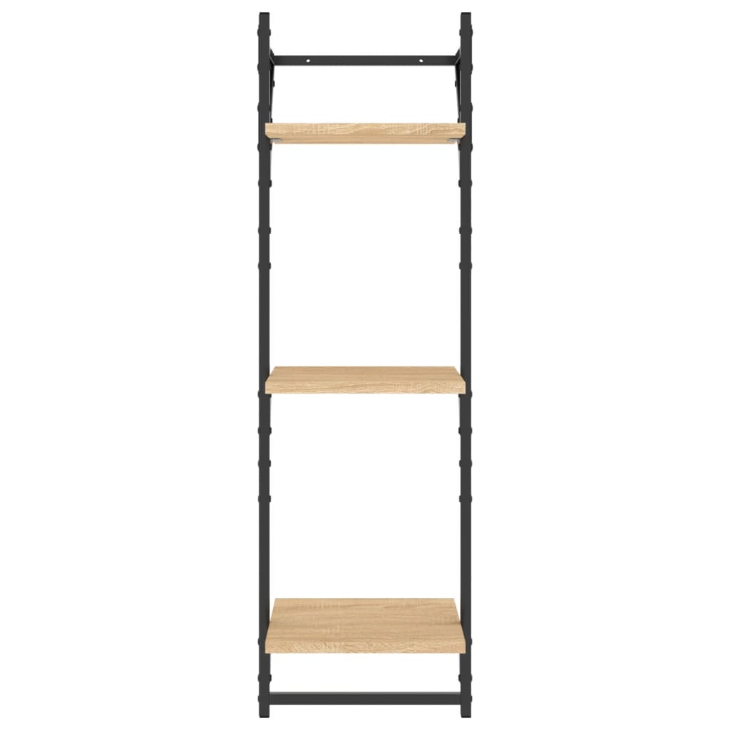 vidaXL 3-Tier Wall Shelves with Bars 2 pcs Sonoma Oak 30x25x100 cm