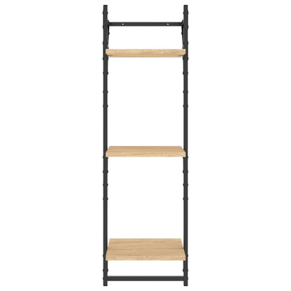 vidaXL 3-Tier Wall Shelves with Bars 2 pcs Sonoma Oak 30x25x100 cm