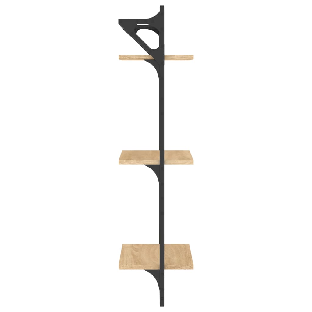 vidaXL 3-Tier Wall Shelves with Bars 2 pcs Sonoma Oak 30x25x100 cm