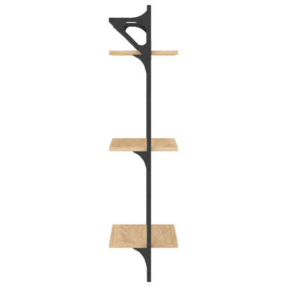 vidaXL 3-Tier Wall Shelves with Bars 2 pcs Sonoma Oak 30x25x100 cm