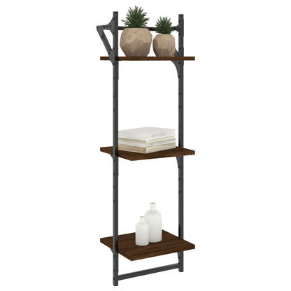 vidaXL 3-Tier Wall Shelves with Bars 2 pcs Brown Oak 30x25x100 cm