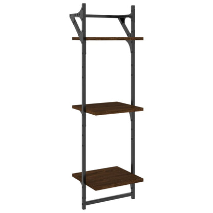 vidaXL 3-Tier Wall Shelves with Bars 2 pcs Brown Oak 30x25x100 cm