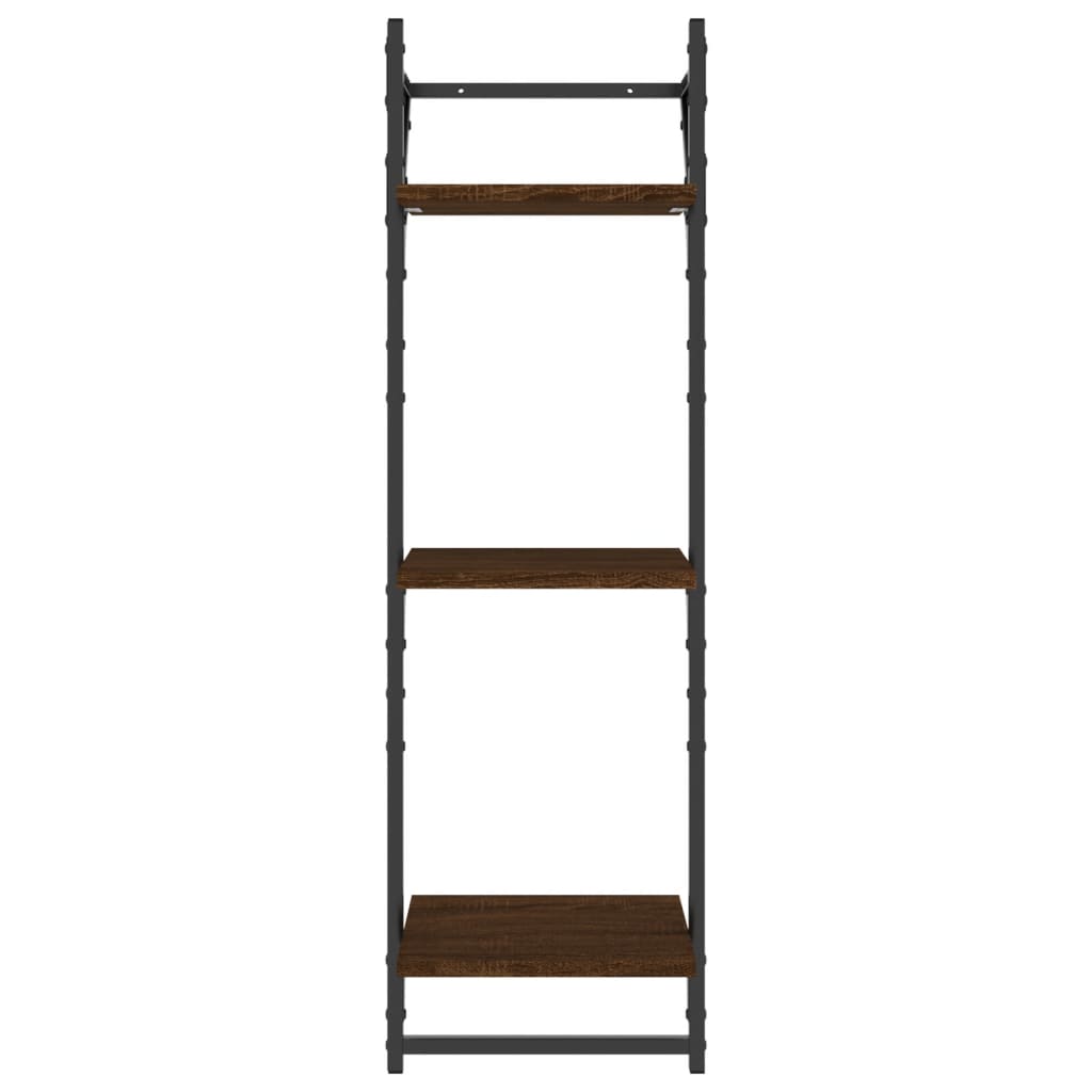 vidaXL 3-Tier Wall Shelves with Bars 2 pcs Brown Oak 30x25x100 cm