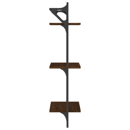 vidaXL 3-Tier Wall Shelves with Bars 2 pcs Brown Oak 30x25x100 cm