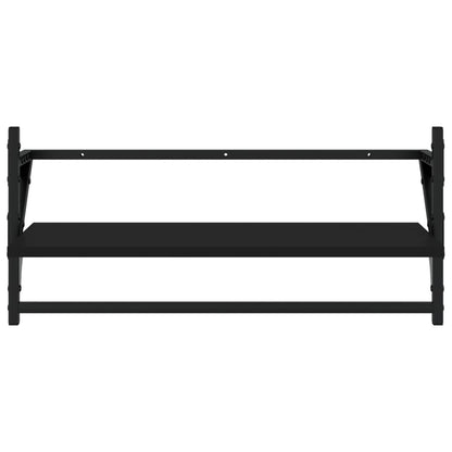 vidaXL 4 Piece Wall Shelf Set with Bars Black Engineered Wood