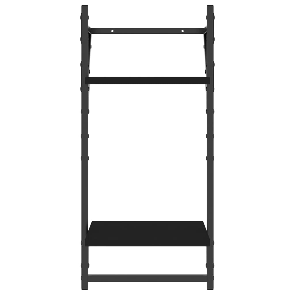 vidaXL 4 Piece Wall Shelf Set with Bars Black Engineered Wood