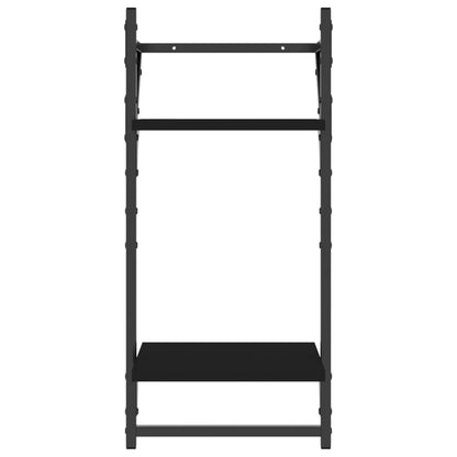 vidaXL 4 Piece Wall Shelf Set with Bars Black Engineered Wood