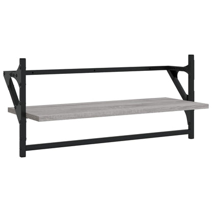 vidaXL 4 Piece Wall Shelf Set with Bars Grey Sonoma Engineered Wood