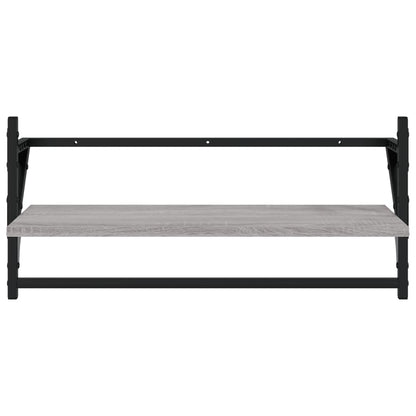 vidaXL 4 Piece Wall Shelf Set with Bars Grey Sonoma Engineered Wood