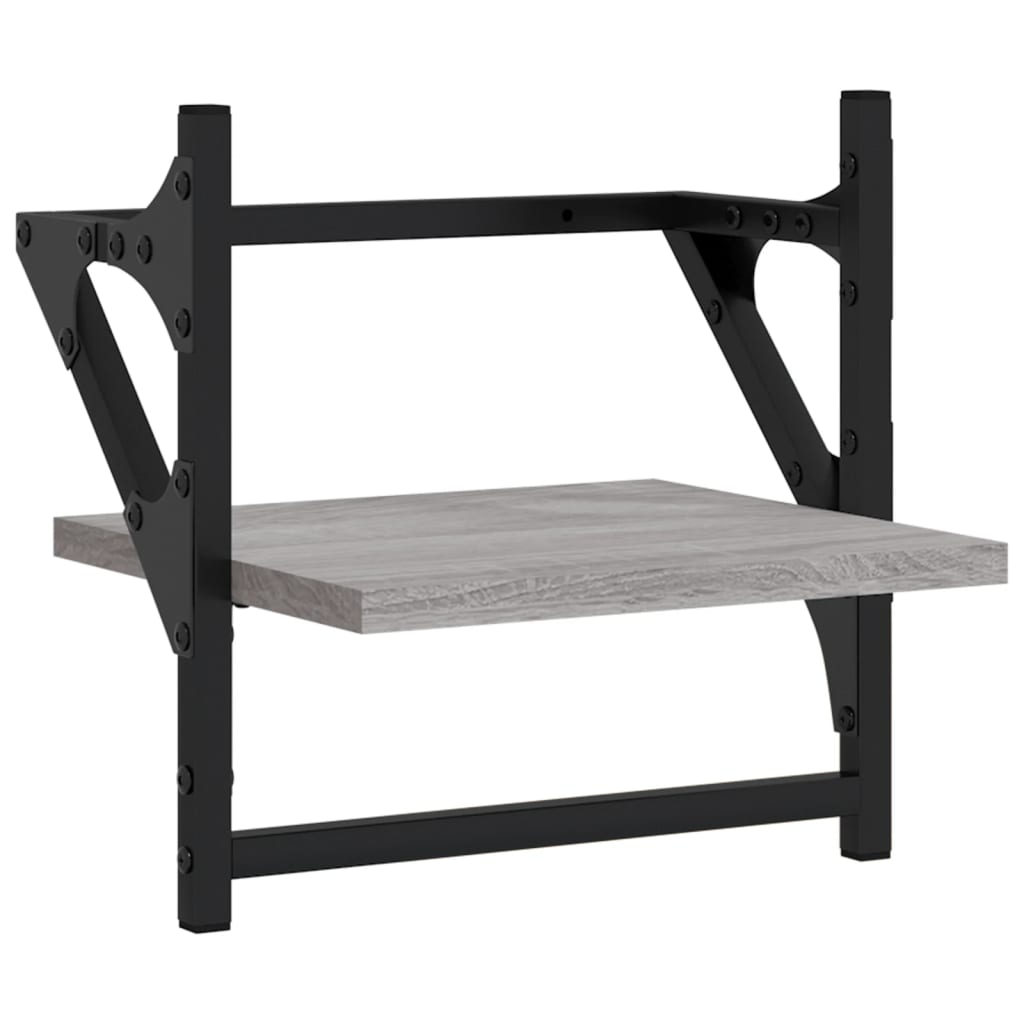 vidaXL 4 Piece Wall Shelf Set with Bars Grey Sonoma Engineered Wood