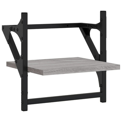 vidaXL 4 Piece Wall Shelf Set with Bars Grey Sonoma Engineered Wood