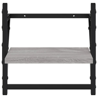 vidaXL 4 Piece Wall Shelf Set with Bars Grey Sonoma Engineered Wood