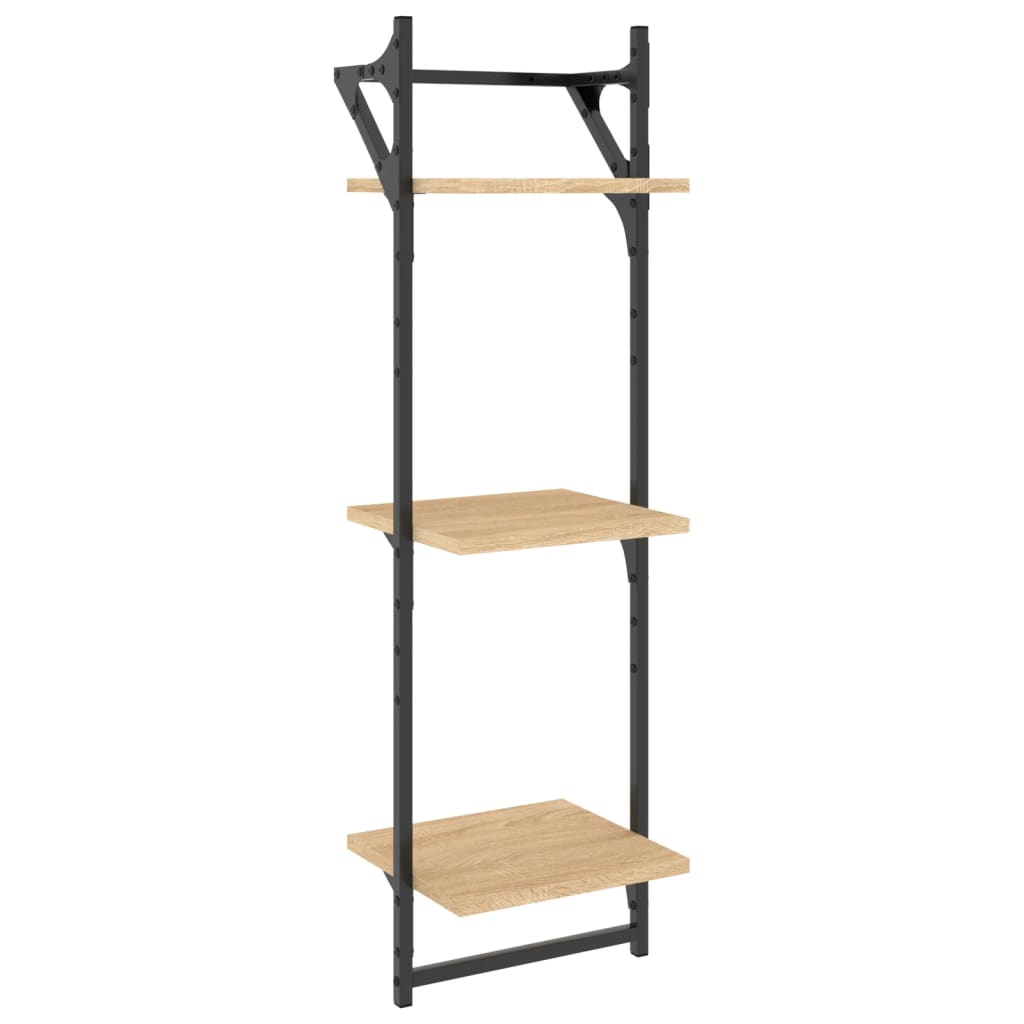 vidaXL 6 Piece Wall Shelf Set with Bars Sonoma Oak Engineered Wood