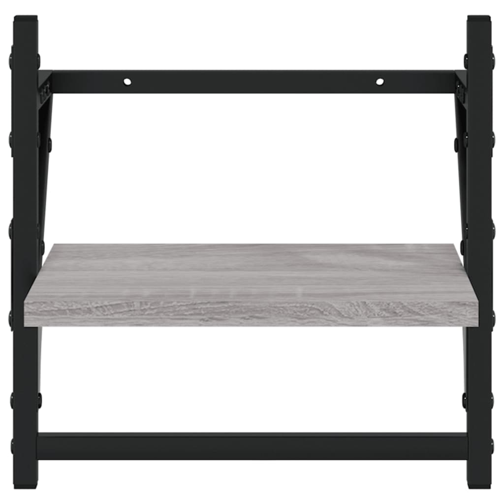 vidaXL 6 Piece Wall Shelf Set with Bars Grey Sonoma Engineered Wood