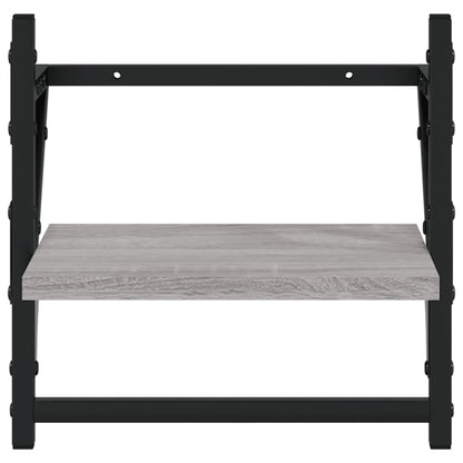 vidaXL 6 Piece Wall Shelf Set with Bars Grey Sonoma Engineered Wood