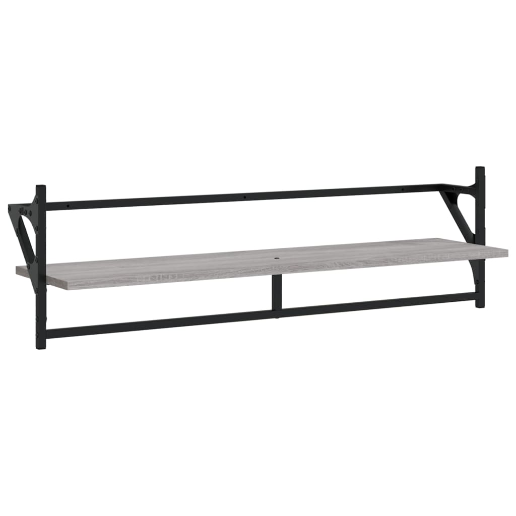 vidaXL 6 Piece Wall Shelf Set with Bars Grey Sonoma Engineered Wood