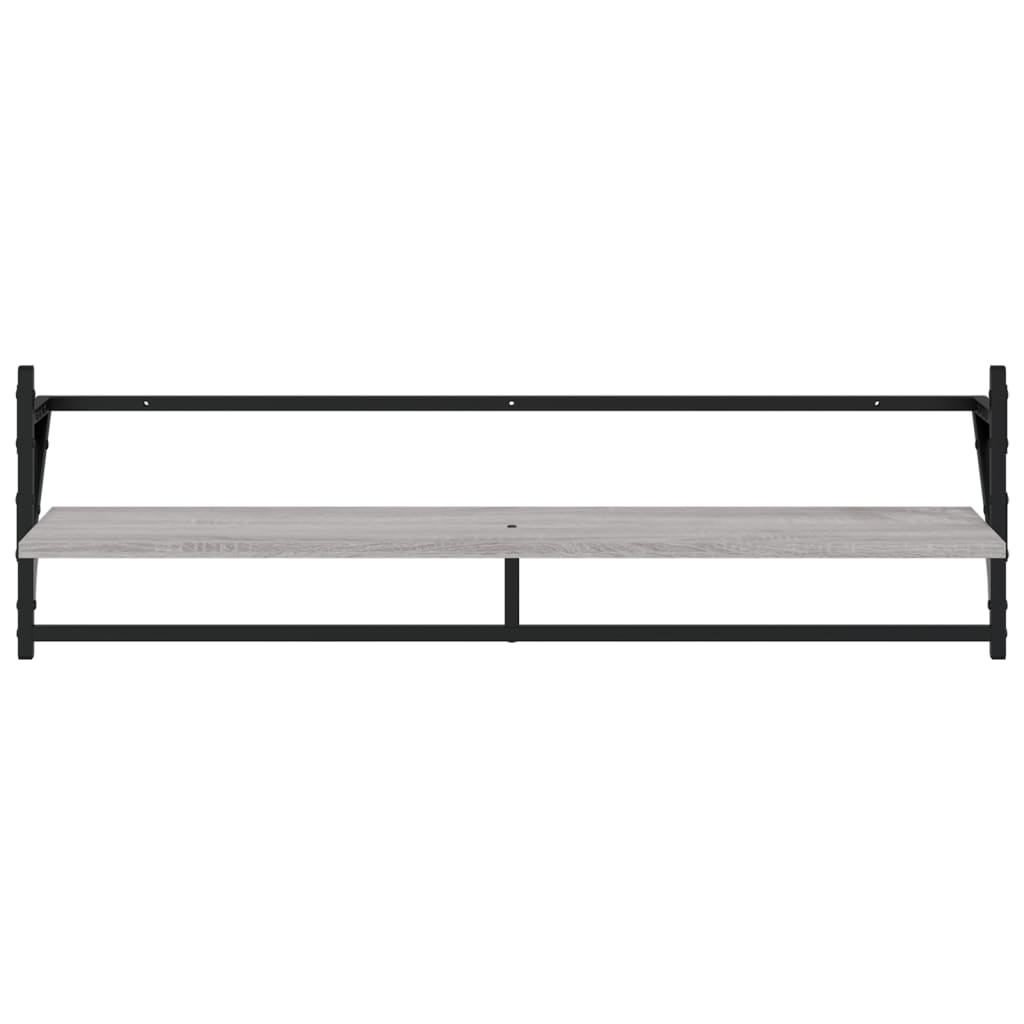 vidaXL 6 Piece Wall Shelf Set with Bars Grey Sonoma Engineered Wood