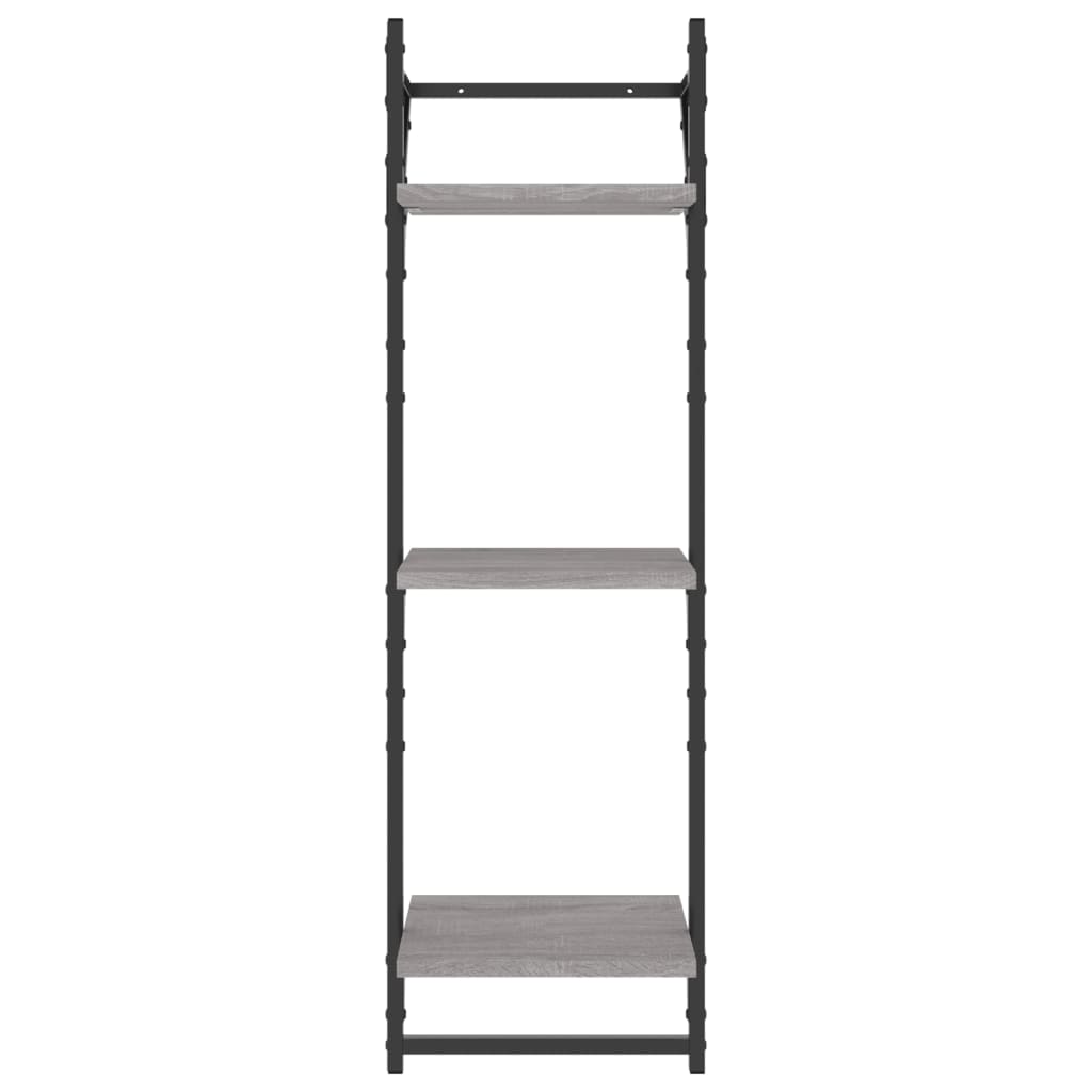 vidaXL 6 Piece Wall Shelf Set with Bars Grey Sonoma Engineered Wood