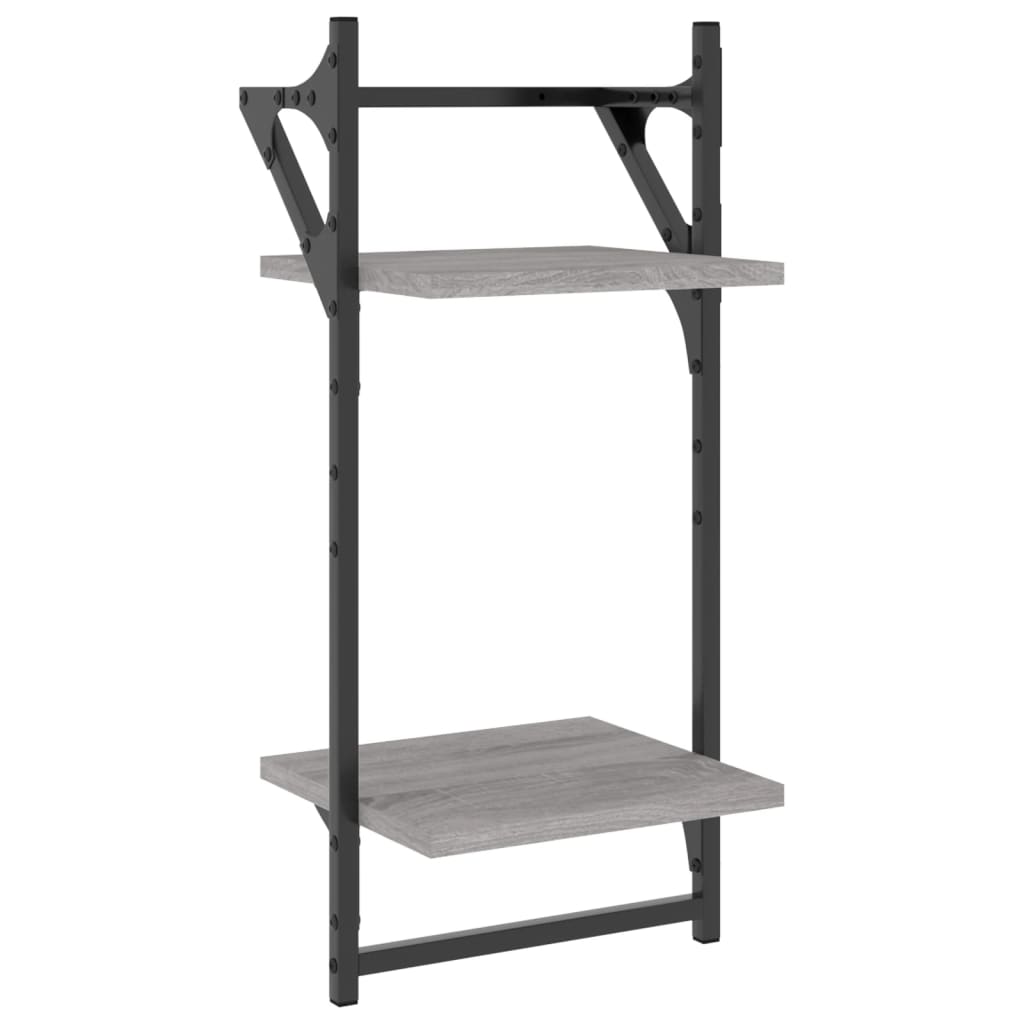 vidaXL 6 Piece Wall Shelf Set with Bars Grey Sonoma Engineered Wood