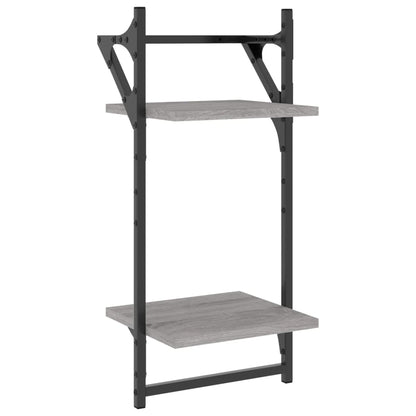 vidaXL 6 Piece Wall Shelf Set with Bars Grey Sonoma Engineered Wood
