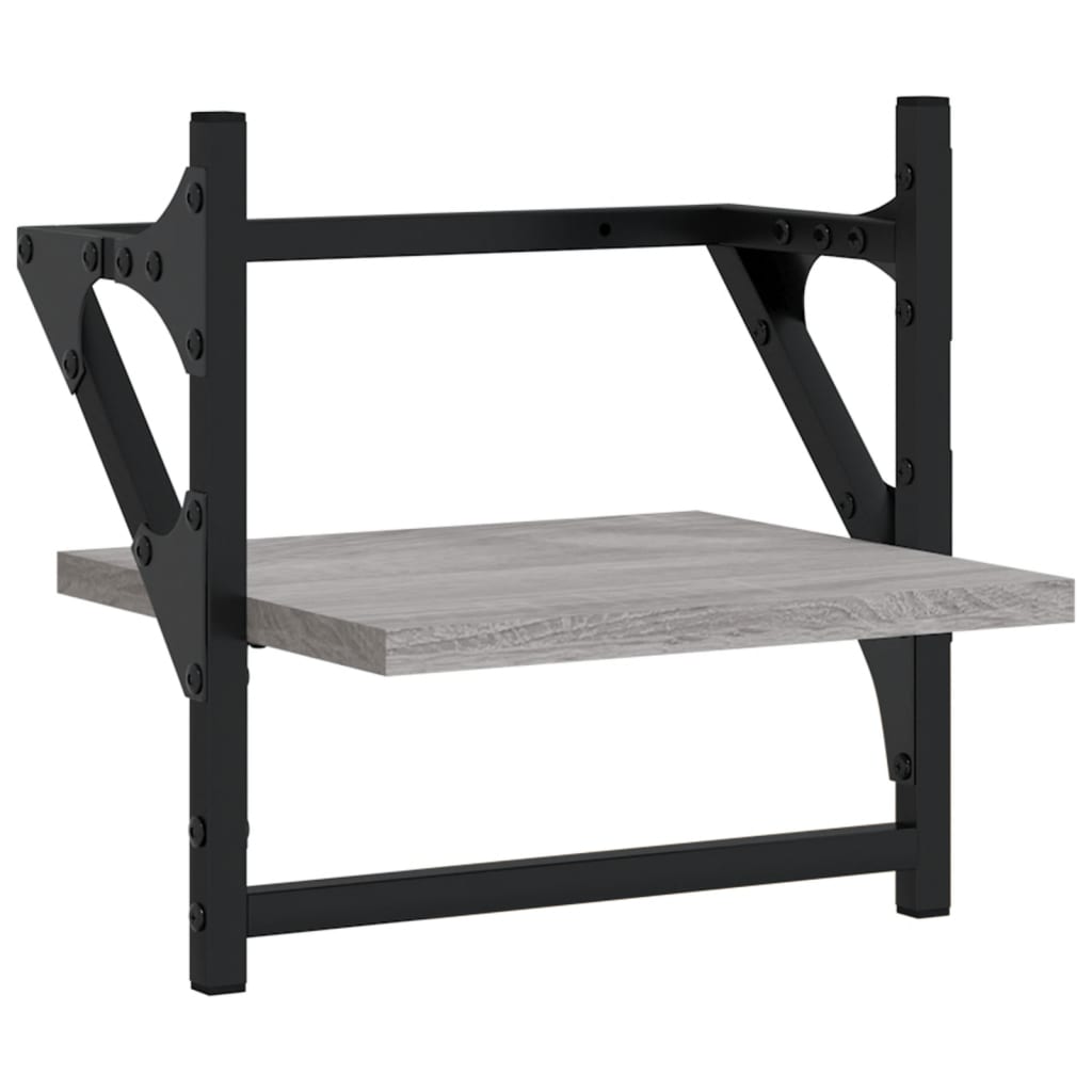vidaXL 6 Piece Wall Shelf Set with Bars Grey Sonoma Engineered Wood