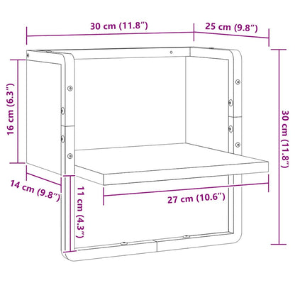 vidaXL Wall Shelf with Bar Smoked Oak 30x25x30 cm