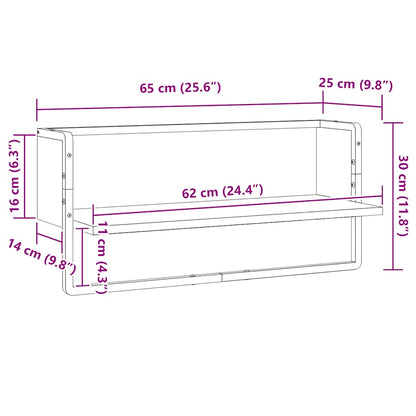 vidaXL Wall Shelf with Bar Sonoma Oak 65x25x30 cm