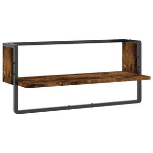 vidaXL Wall Shelf with Bar Smoked Oak 65x25x30 cm