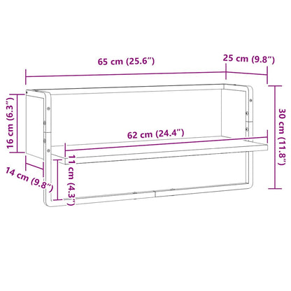 vidaXL Wall Shelf with Bar Smoked Oak 65x25x30 cm