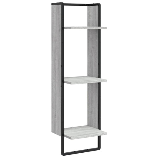 vidaXL 3-Tier Wall Shelf Grey Sonoma 30x25x100 cm Engineered Wood