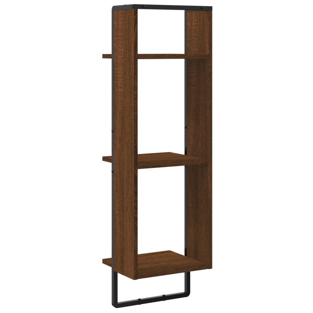 vidaXL 3-Tier Wall Shelf Brown Oak 30x25x100 cm Engineered Wood