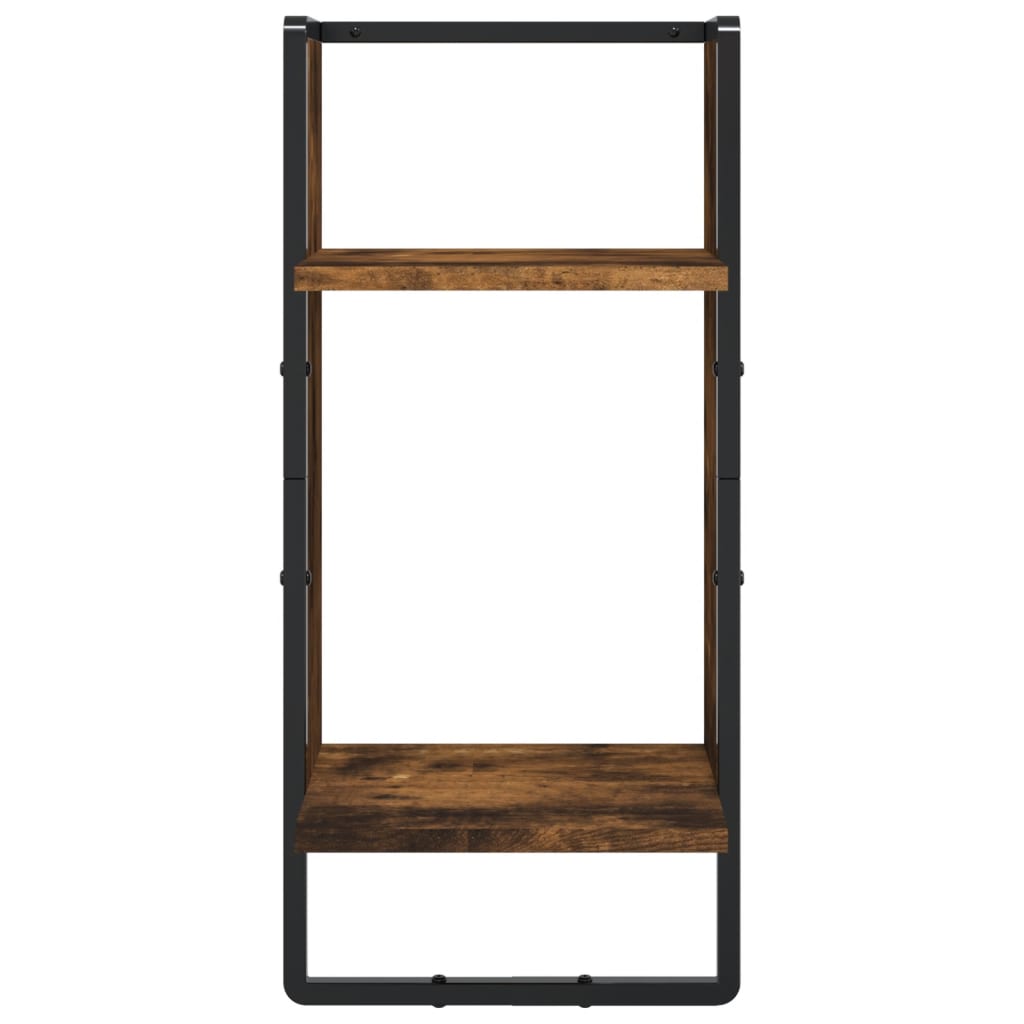 vidaXL 4 Piece Wall Shelf Set with Bars Smoked Oak Engineered Wood