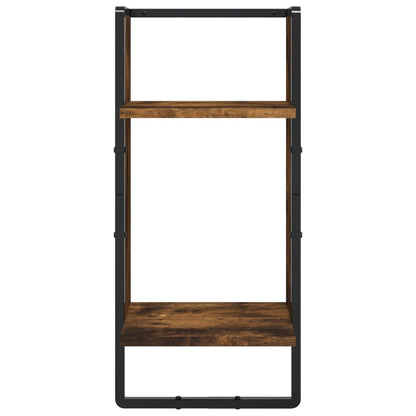 vidaXL 4 Piece Wall Shelf Set with Bars Smoked Oak Engineered Wood