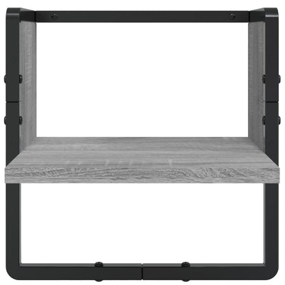 vidaXL 4 Piece Wall Shelf Set with Bars Grey Sonoma Engineered Wood