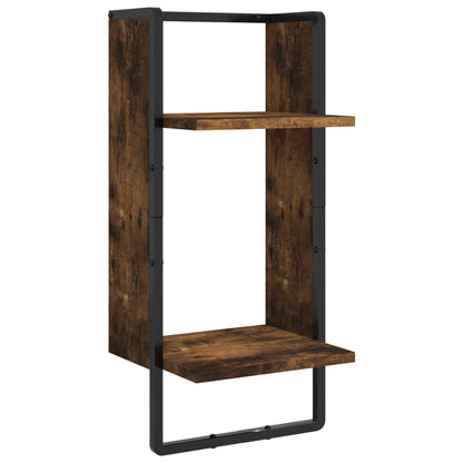 vidaXL 6 Piece Wall Shelf Set with Bars Smoked Oak Engineered Wood