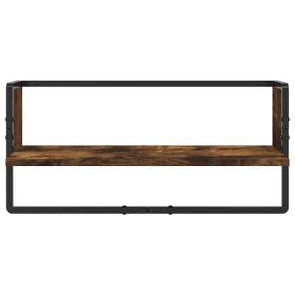 vidaXL 6 Piece Wall Shelf Set with Bars Smoked Oak Engineered Wood