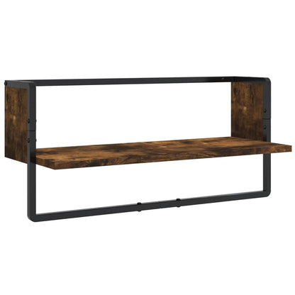 vidaXL 6 Piece Wall Shelf Set with Bars Smoked Oak Engineered Wood
