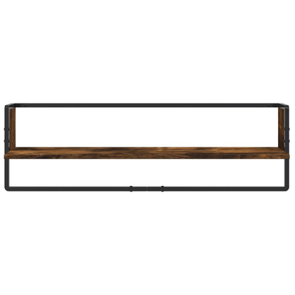 vidaXL 6 Piece Wall Shelf Set with Bars Smoked Oak Engineered Wood