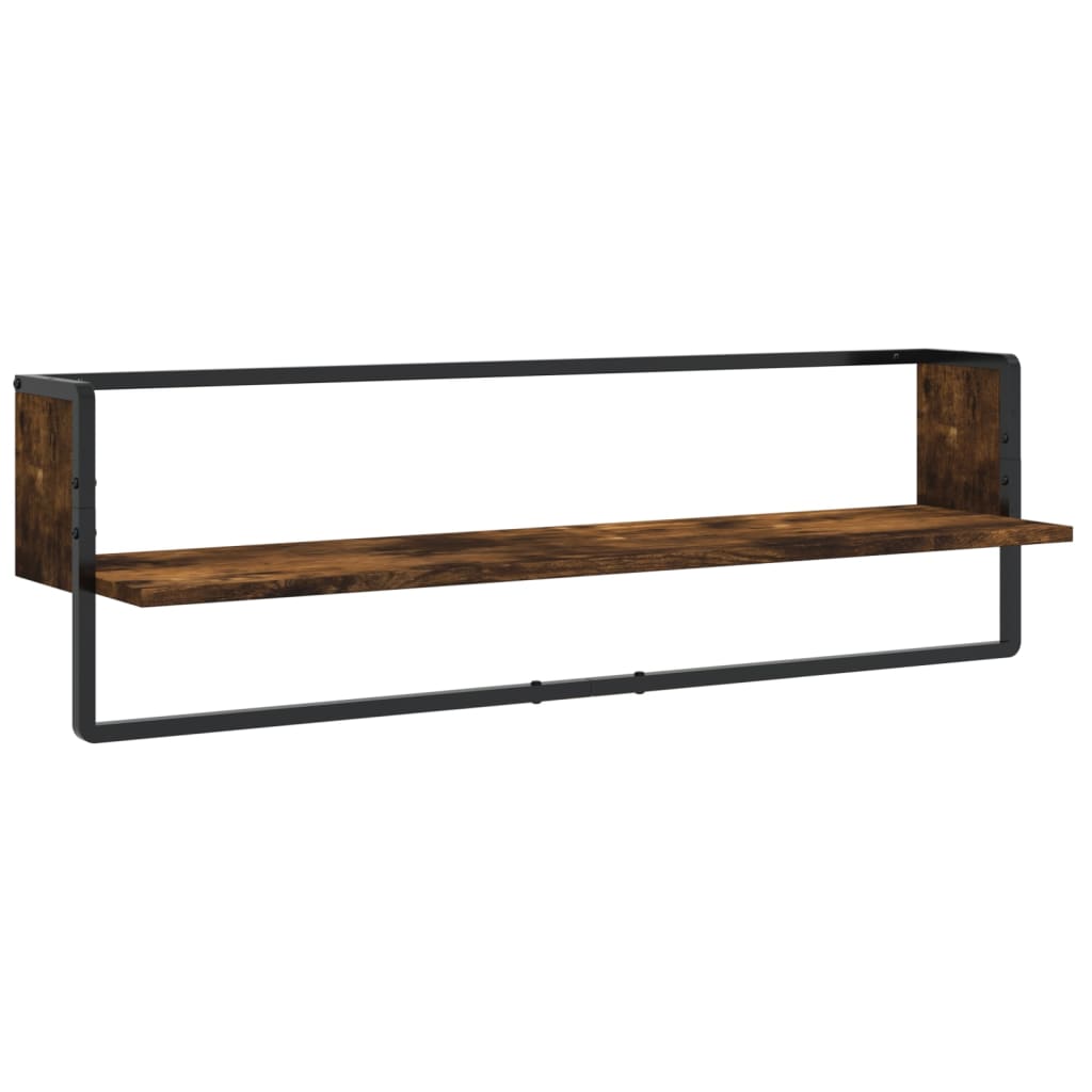 vidaXL 6 Piece Wall Shelf Set with Bars Smoked Oak Engineered Wood