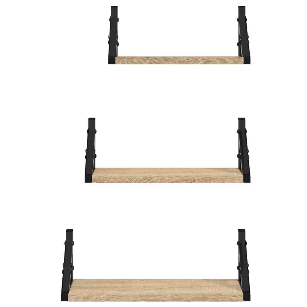 vidaXL 3 Piece Wall Shelf Set Sonoma Oak Engineered Wood