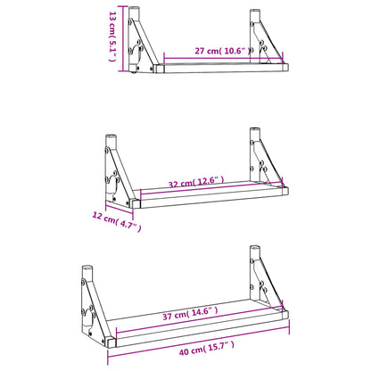 vidaXL 3 Piece Wall Shelf Set Smoked Oak Engineered Wood
